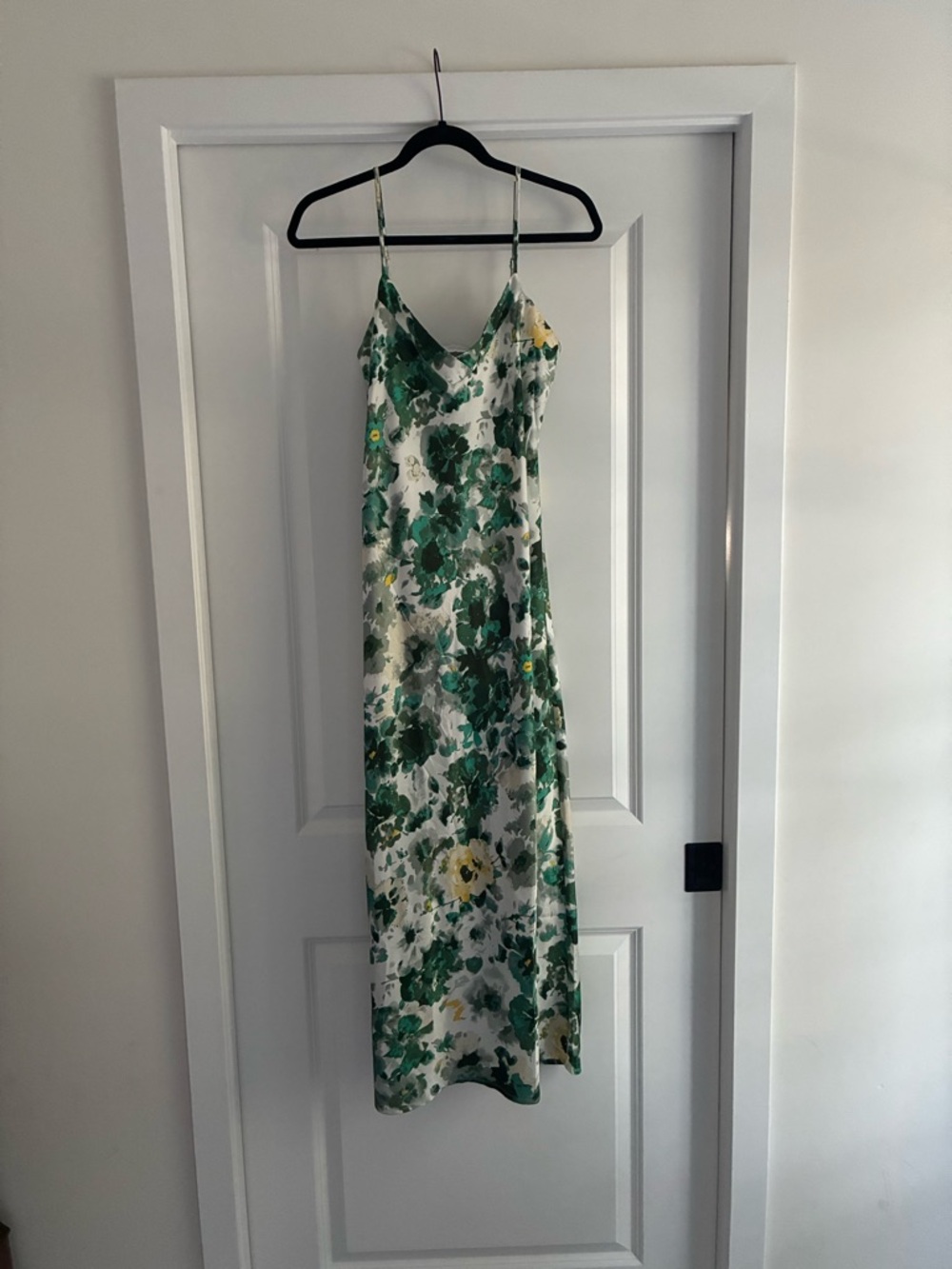 Lucky Brand- Green Floral Slip Dress with Spaghetti Straps-Small